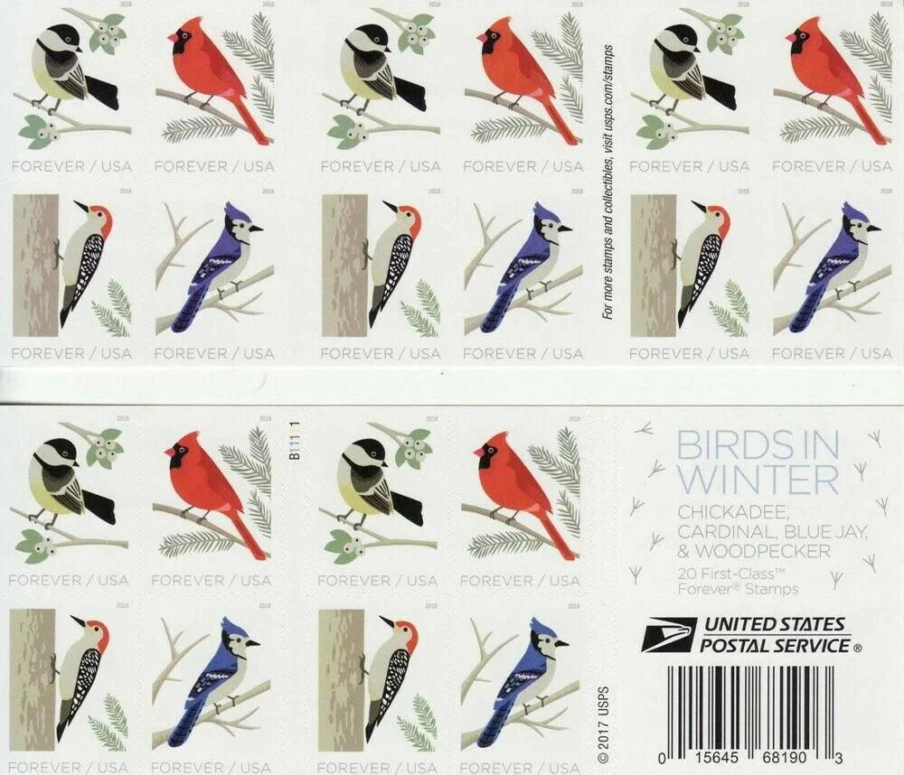 Birds in Winter Cardinal Stamps 2018 -