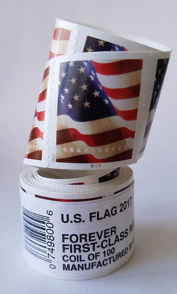 Flag Forever Stamps  – 100 Rolls Coil (Self-Adhesive) – 10,000 Stamps