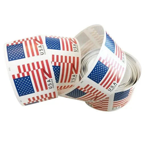 Flag Forever Stamps – 10 Rolls Coil (Self-Adhesive)  – 1000 Stamps