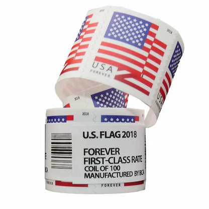 Flag Forever Stamps  – 50 Rolls Coil (Self-Adhesive)  – 5000 Stamps