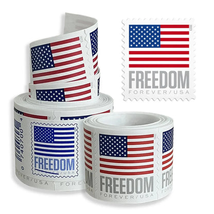 Flag Forever Stamps – 10 Rolls Coil (Self-Adhesive)  – 1000 Stamps