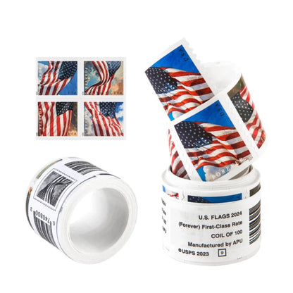 Flag Forever Stamps – 10 Rolls Coil (Self-Adhesive)  – 1000 Stamps