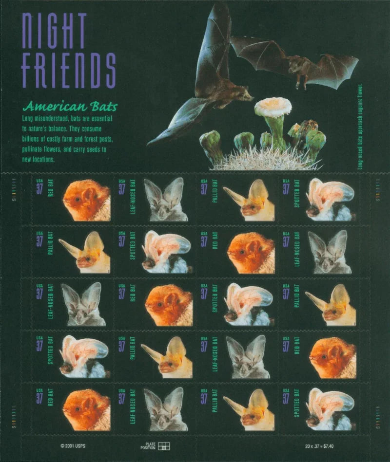 2002 Night Friends American Bats First Class Postage Stamps -