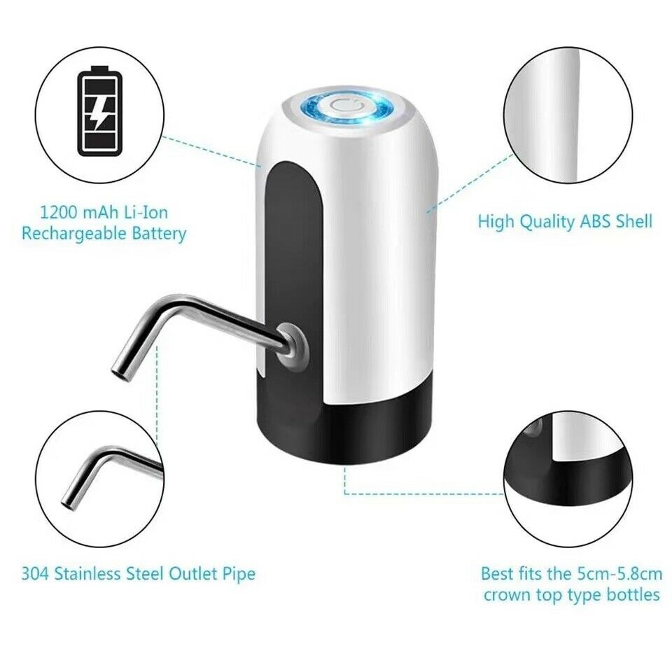 Electric Automatic Water Bottle Dispenser | USB Rechargeable Universal Pump for 5-Gallon Bottles