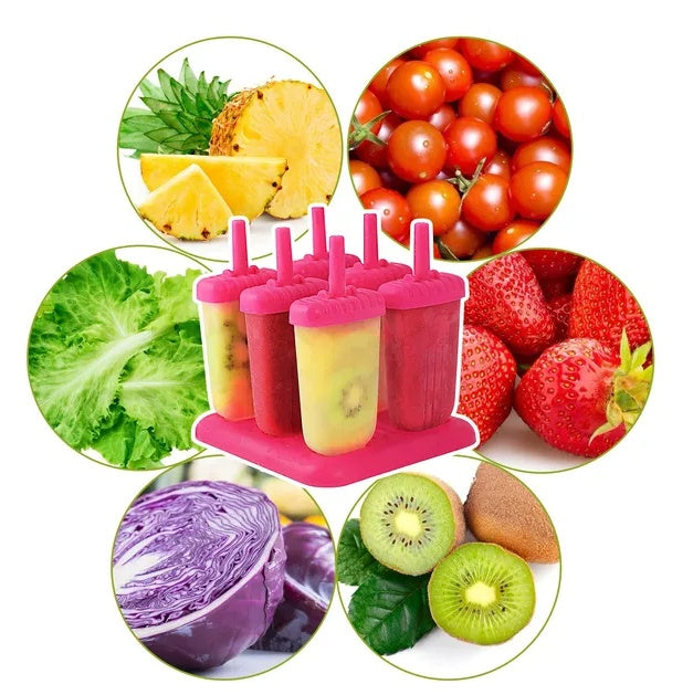 Reusable Popsicle Molds Set (6-Piece) | DIY Ice Cream & Frozen Treat Maker for Home Use