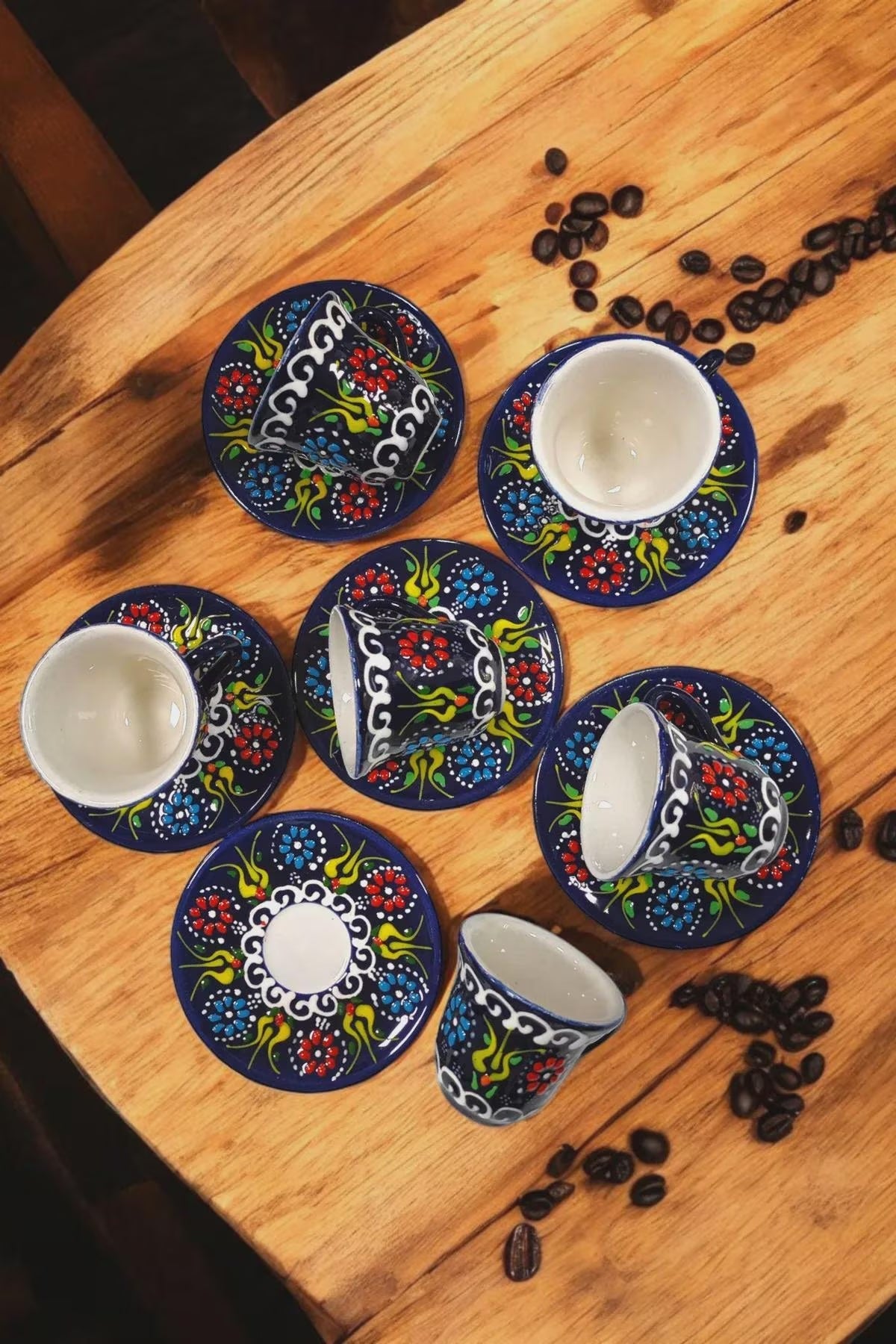 Handmade Embossed Coffee Cup Set | Decorative Cups for Turkish Coffee & Espresso
