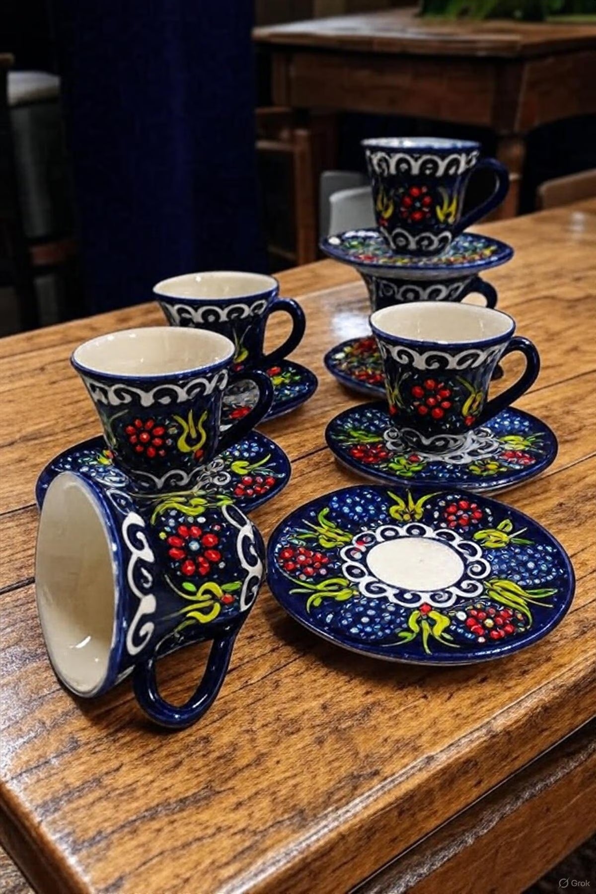 Handmade Embossed Coffee Cup Set | Decorative Cups for Turkish Coffee & Espresso