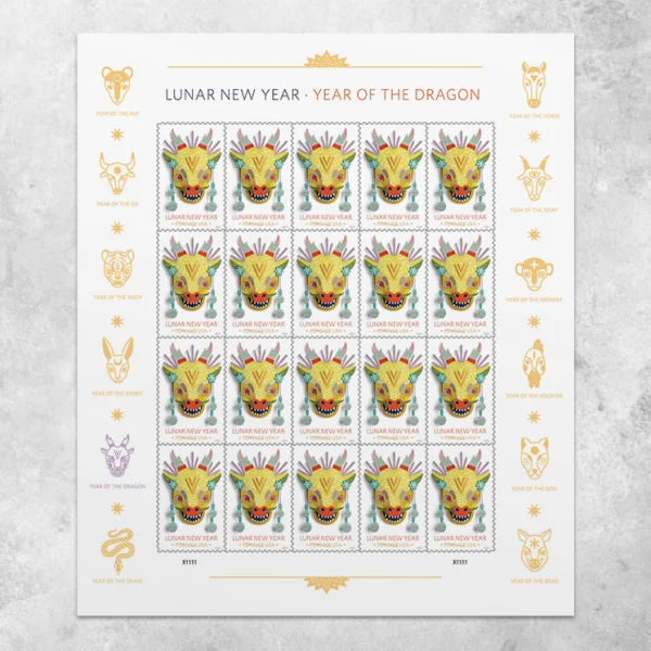 Lunar New Year Dragon Stamps 2024