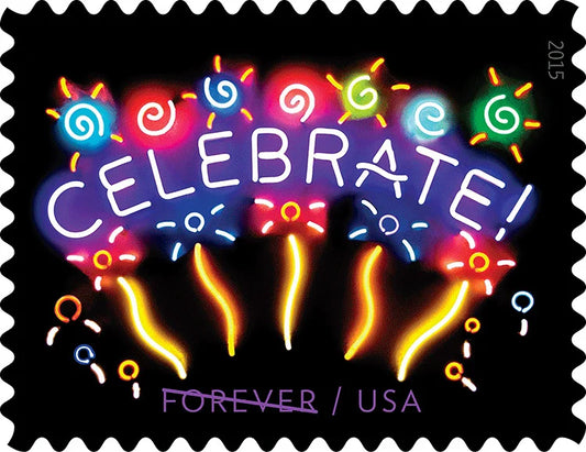 Neon Celebrate Forever Stamps 2015