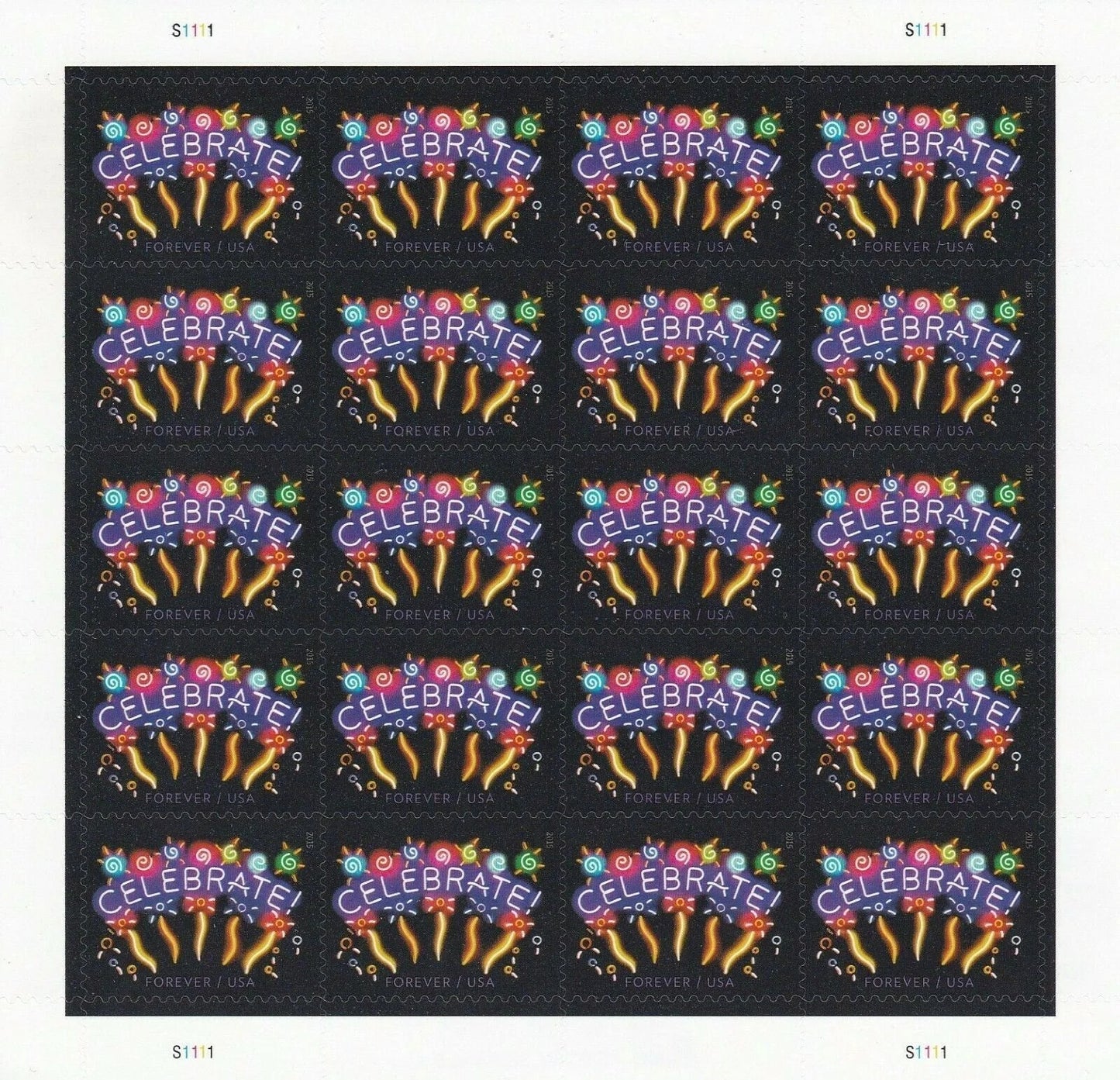 Neon Celebrate Forever Stamps 2015