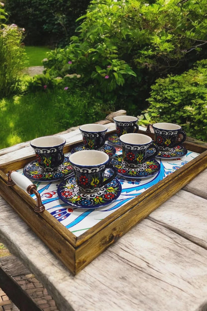 Handmade Embossed Coffee Cup Set | Decorative Cups for Turkish Coffee & Espresso