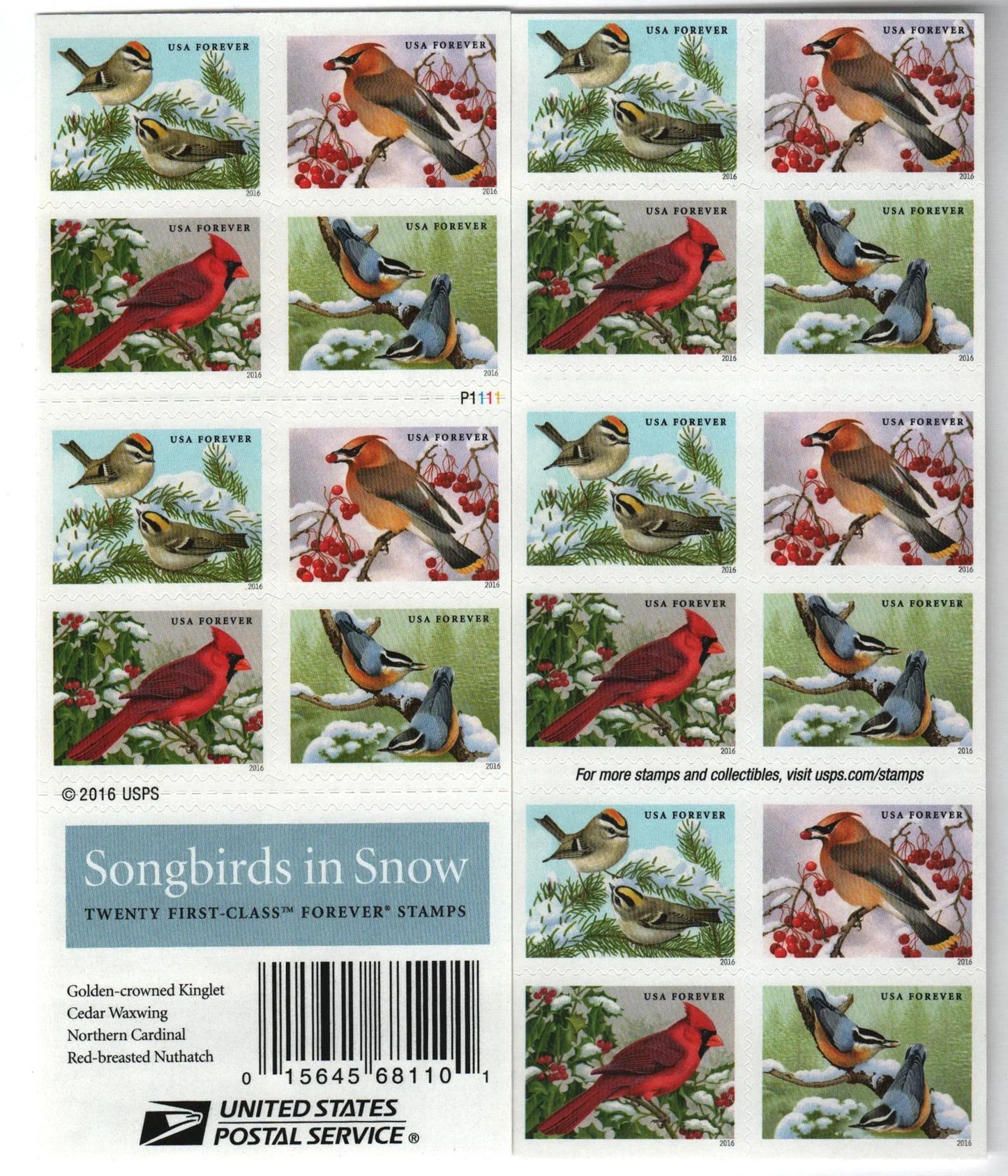 2016 Songbirds in Snow Forever Stamps -
