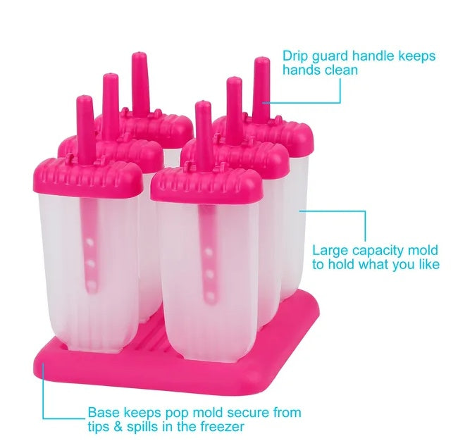 Reusable Popsicle Molds Set (6-Piece) | DIY Ice Cream & Frozen Treat Maker for Home Use