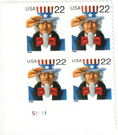 1998 22c Uncle Sam First Class Postage Stamps -