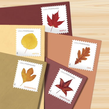 Vibrant Leaves Postcard Stamps 2025 (Book)