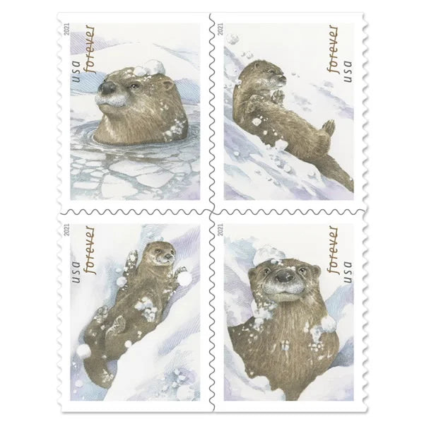 Otters in Snow Stamps 2021