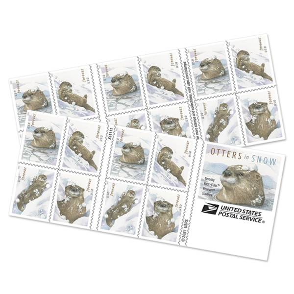 Otters in Snow Stamps 2021
