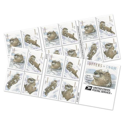 Otters in Snow Stamps 2021