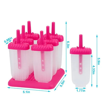 Reusable Popsicle Molds Set (6-Piece) | DIY Ice Cream & Frozen Treat Maker for Home Use