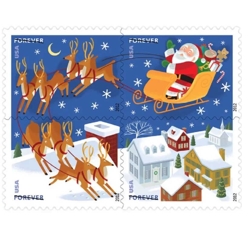 Forever Stamps 2021 Santa and Sleigh Stamps -