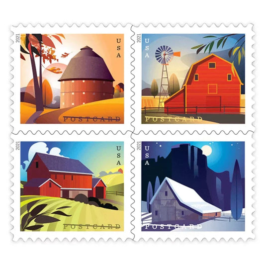 Barns Postcard Stamps -