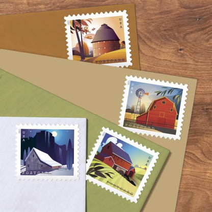 Barns Postcard Stamps -
