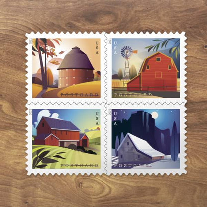 Barns Postcard Stamps -