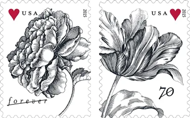 Engraved Vintage Rose Stamps 2015 -
