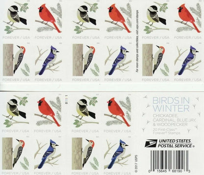Birds in Winter Cardinal Stamps 2018 -